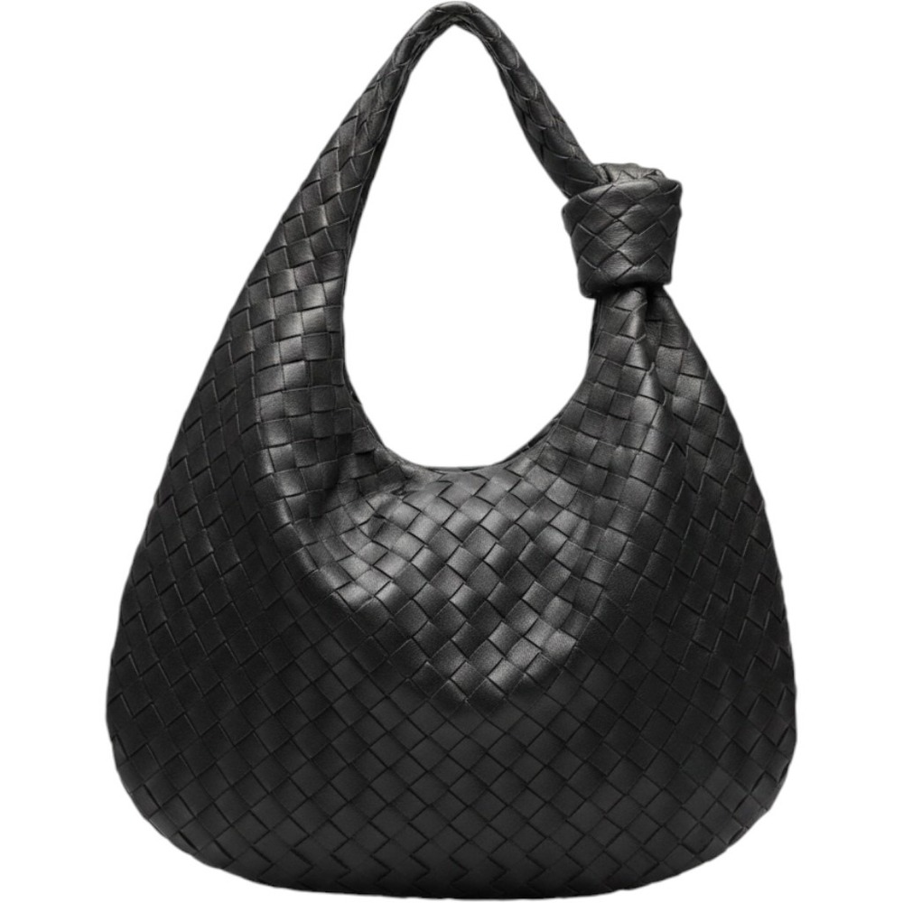 Urban Expressions Black Woven Vegan Leather Knot Hobo Bag Shoulder Purse